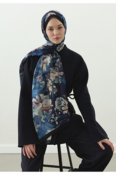 Freshscarfs Şal din bumbac cu model Jane, viscoză, albastru noapte