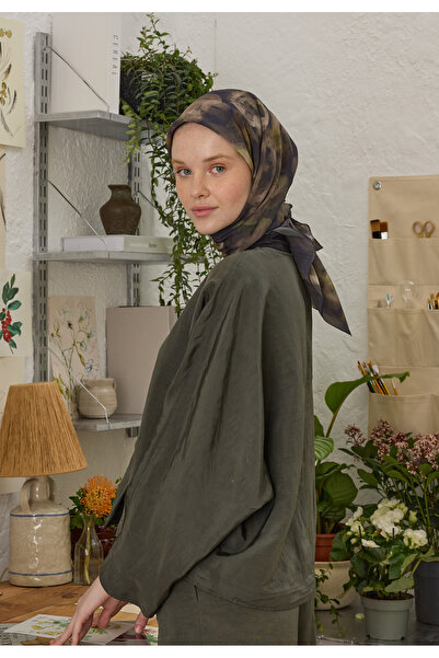 Freshscarfs Yeşil Rosalıe Desen Pamuk İpek Eşarp