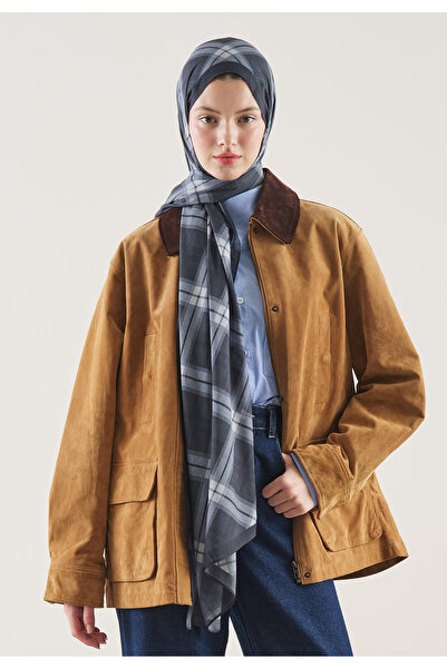 Freshscarfs Plaıd Desen Rami Şal Lacivert
