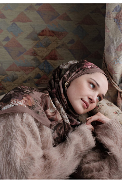 Freshscarfs Rosine Patterned Cotton Viscose Shawl Mink