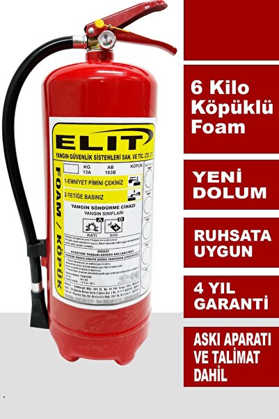 ELİT YANGIN VE GÜVENLİK SİSTEMLERİ 6 Kg Köpüklü Yangın Söndürme Tüpü Ruhsata ...