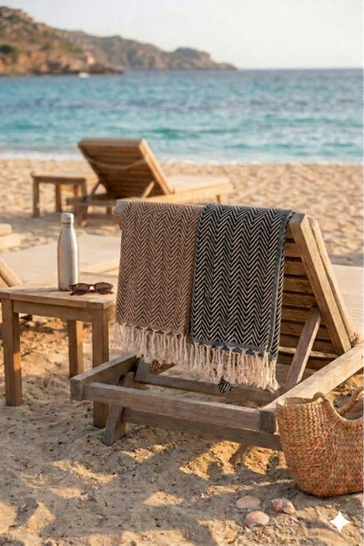 FUNNDY Set de 2 prosoape de plajă Peshtemal - 100% bumbac, XXL 100x180cm, vară