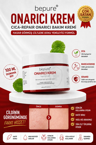 Bepure Cica-Repair Onarıcı Bakım Kremi, Hasar Görmüş Ciltlere Doku Yenileyici...