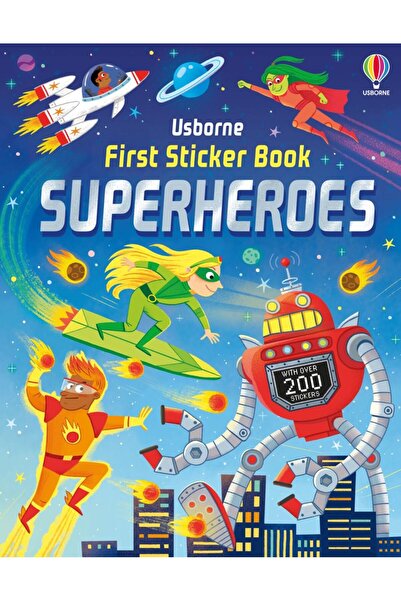 Usborne Carte pentru copii, Usborne, First Sticker Book Superheroes, 3+ ani