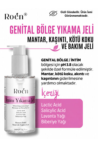 Roen İntim Yıkama Jeli Genital Bölge Temizleyici, Koku, Mantar, Kasıntı ph 3....