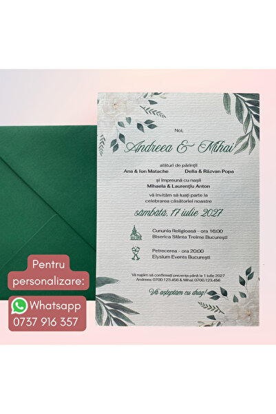 OEM 30 x Invitatie de Nunta Frunze Verde Padure Model03