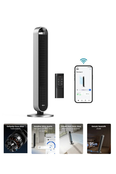 DREO Pilot Max S004S Akıllı Sessiz Kule Tipi Vantilatör WiFi Kumandalı 120 De...