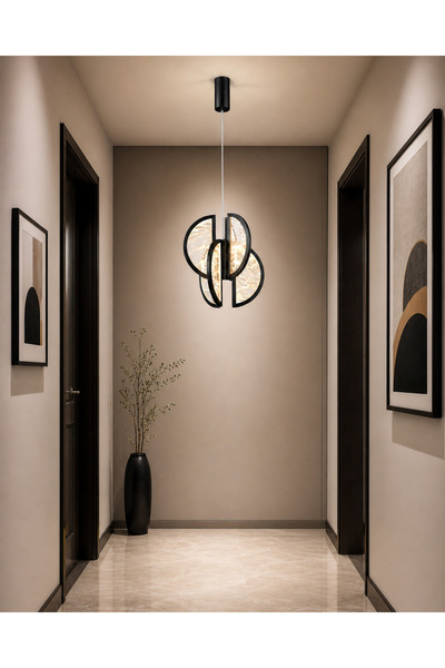 Özcan Aydınlatma 2869-3-19 Alabaster Tekli Sarkıt 31*35 Siyah