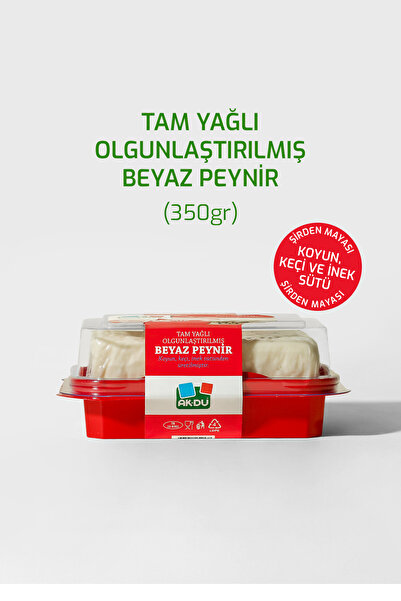 Akdu Tam Yağlı Beyaz Peynir 350 gr - Koyun Sütü Ağırlıklı, Olgunlaştırılmış, ...