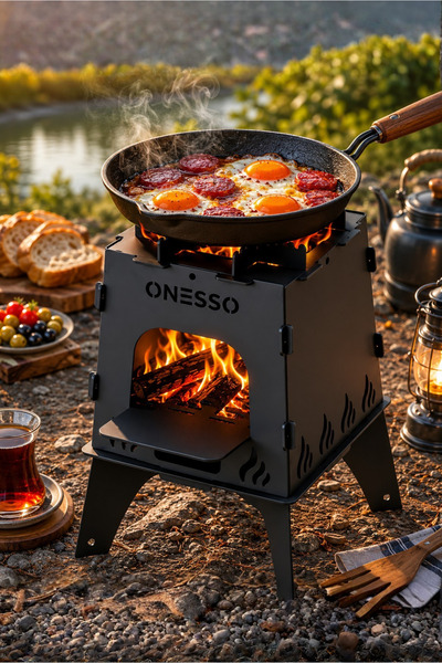 ONESSO Camp Katlanabilir Ateş Kutusu Kamp Ocağı 2.5mm Kalın Çelik - Taşıma Ça...