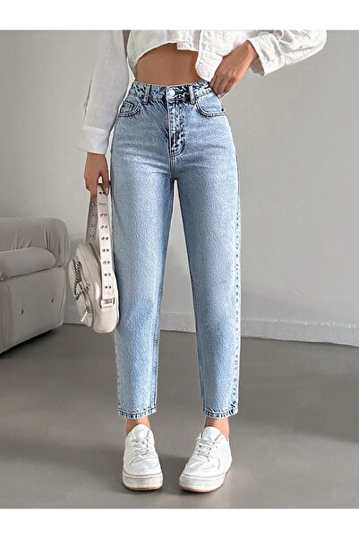 HerTon Kadın Yüksel Bel Mom Jean Pantolon %100 cotton Esneme yok