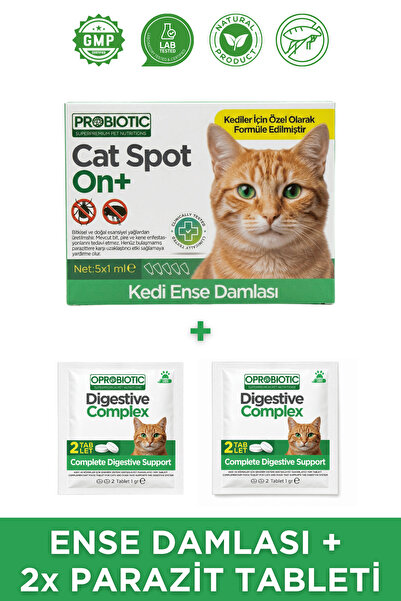 Oprobiotic Parazit Seti Kedi İç Dış Parazit Tüm Kediler Için Bitkisel Kedi En...