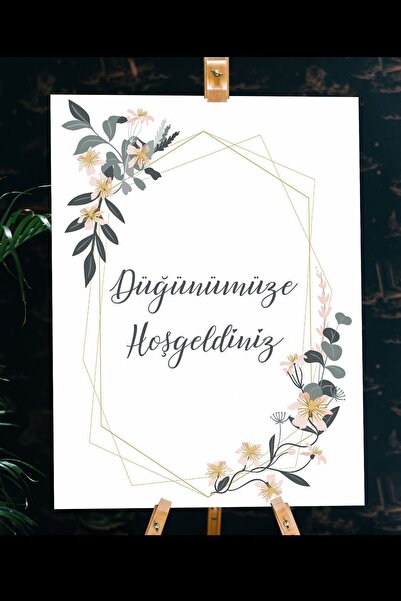 Yogi Tasarım Düğünümüze Hoşgeldiniz Temalı Karşılama Panosu