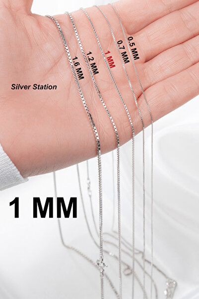 Silver Station 925 Ayar Gümüş 1Mm Zincir Kolye 40-45-50-55-60-75 cm
