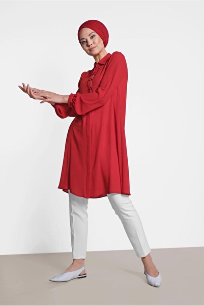 Alvina 4878 Model Revers Tunic with Hidden Buttons and Accessories