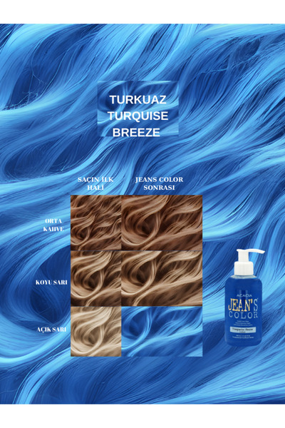 jeans color Jean's Color Turkuaz 250 Ml. Turquoıse Amonyaksız Balyaj Renkli Saç Boyası