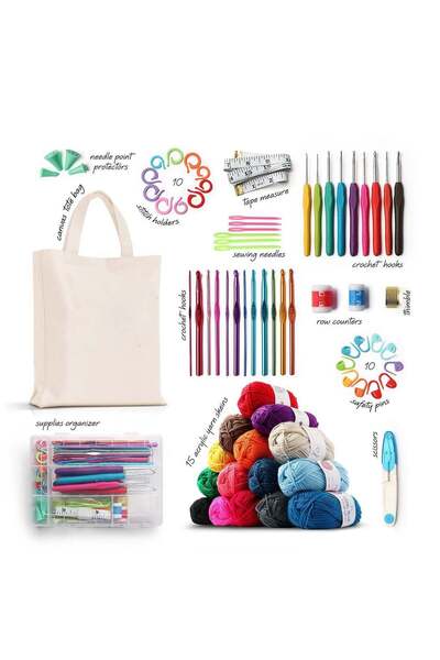 Arabest 73 Piece Crochet Kit,Premium Bundle with Crochet Hooks,Yarn Set,Needl...