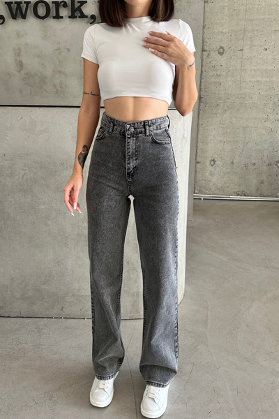 XRAY JEANS Γυναικείο ψηλό φαρδύ βαμβακερό καπνιστό τζιν παντελόνι