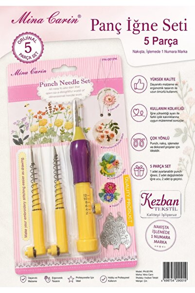Kezban Tekstil MİNA CARİN Γνήσιο Σετ Κεντήματος Παντζ ΜΩΒ ΧΡΩΜΑ