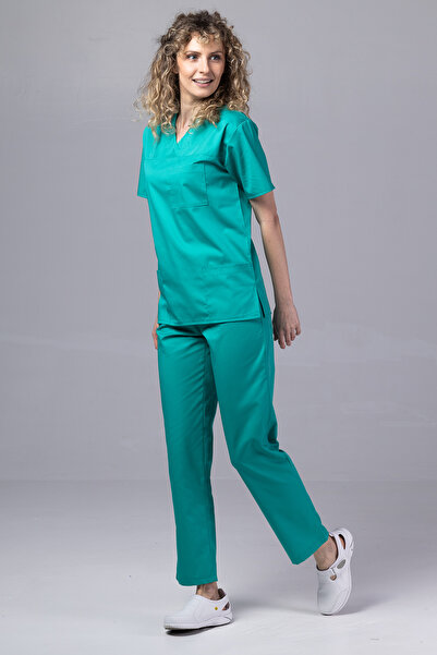 tag Costum medical pentru femei, New ClassIQ, Bluză și pantaloni, Verde chiru...