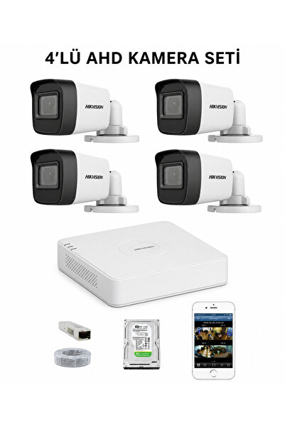 Hikvision 4 Kameralı AHD Güvenlik Sistemi 1tb (ARAÇ VE INSAN ALGILAMA)