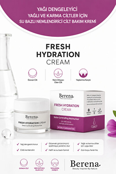 BERENA Yağlı Ve Karma Ciltler Için Su Bazlı Nemlendirici Krem 50ml
