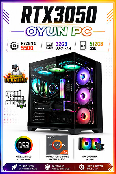 Dmc N340 Windows 11 Ryzen 5 5500,32GB RAM,512GB SSD,RTX3050,Sıvı Soğutmalı Oy...