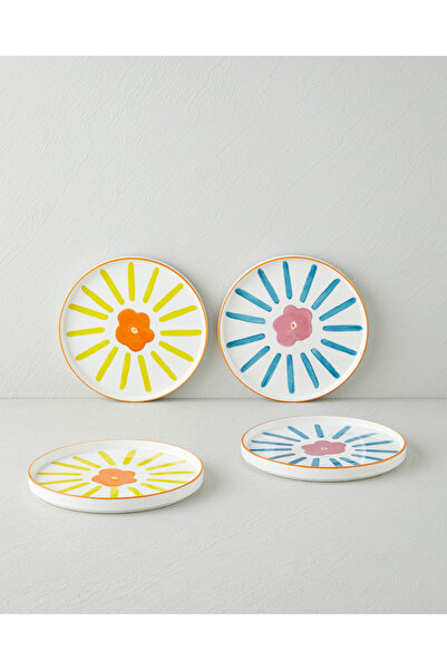 English Home Sunflowers Seramik 4'lü Pasta Seti 20 cm Renkli