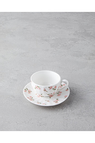 English Home Cordelia New Bone China 4 Parça 2 Kişilik Kahve Fincan Takımı 90 ml Beyaz - Pembe