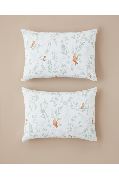 English Home Husă de pernă Birdlight Easy-Iron, pachet de 2, 50x70 cm, verde