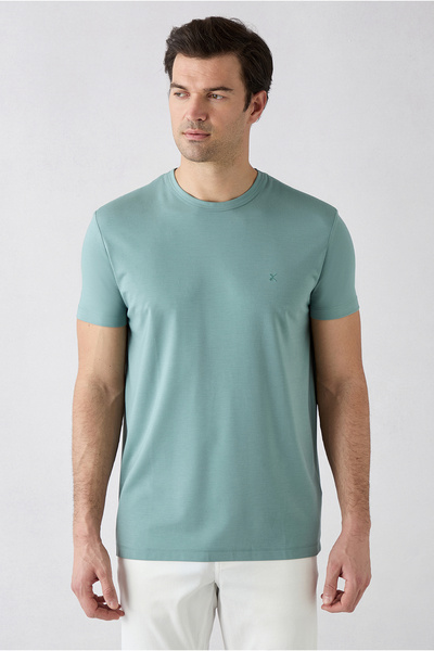Kiğılı Tricou tricotat cu mânecă scurtă, cu decolteu rotund și croială mulată