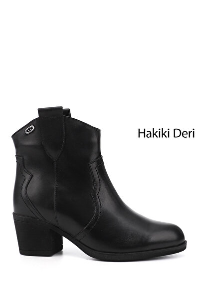 GÖNDERİ(R) Damskie/Dziewczęce Czarne Grube Obcasy Skórzane Kowbojskie Buty
