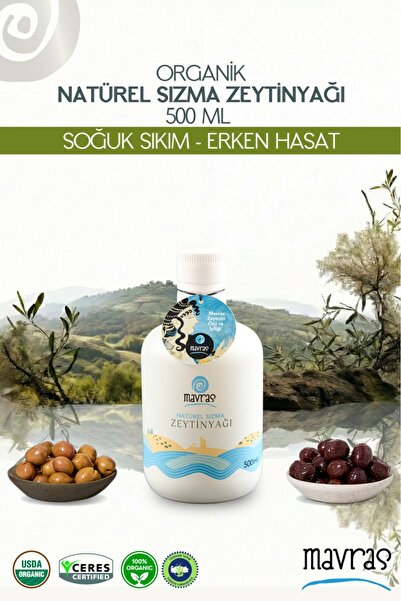 Mavras Natürel Sızma Zeytinyağı 500ml - Soğuk Sıkım, Erken Hasat