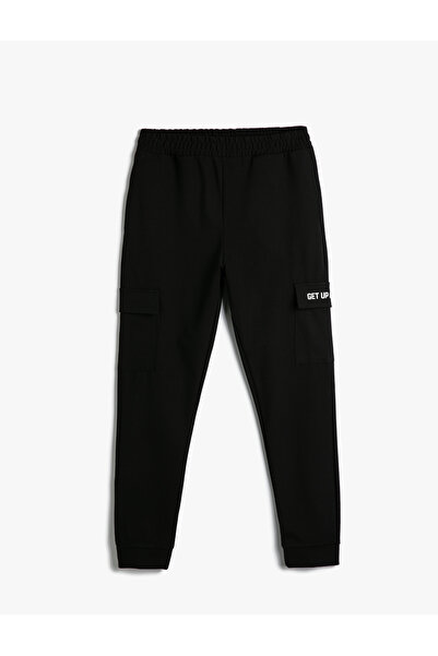 Koton Cargo Sweatpants Jogger Waist Elastic Waist Pocket Λεπτομερές σύνθημα