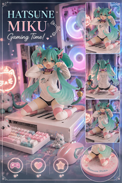Zigver Hatsune Miku Kedi Kulak Kısa Kollu Pijama Hatsune Şekil MIKU Manzara M...