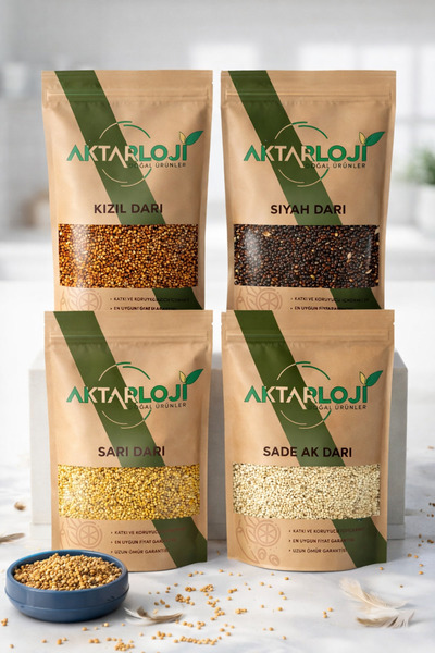 aktarloji 4 'lü Papağan Kuş Yemi Seti 100 Gr 'er Gram Ak Darı + Sarı Darı + K...