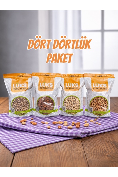 lüks kuruyemiş Karışık Kuruyemiş Seti 4 Kg (1 Kg Antep Fıstığı 1 Kg Badem 1 K...