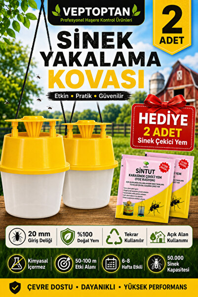 vettoptan 2 Adet Karasinek Tuzağı Kova Kara Sinek Öldürücü Sintut Bahçe Çiftl...