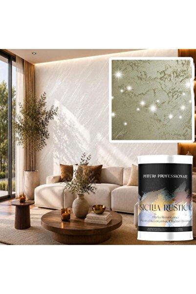 YaYa Color Vopsea Decorativă Sicilia Rustica Verde Gri Perlat 2L – Efect 3D S...