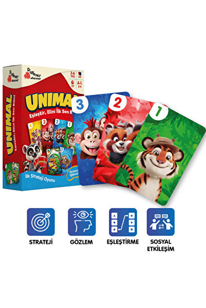 Playever Unimal, Renk ve Sayı Eşleştirme Kart Oyunu (3-6 Yaş)