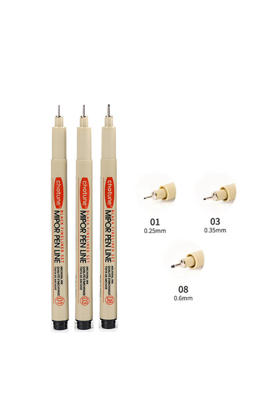 Choice 3 pcs set Manga Markers Needle Pen Art Hand-painted Hook Line Pen Sket...