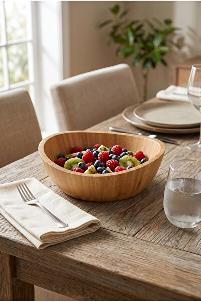 AVANTAGE HOME Mia - 23 cm Bamboo Ikeanatural Salad Bowl, Presentation Bowl, D...
