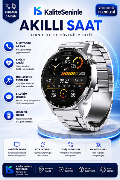 KALİTESENİNLE Watch Pro 4 Amoled Ekranlı Yuvarlak Akıllı Saat Ios Ve Android ...