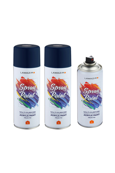 Lawazim 28 Deep Blue Spray Paint 3 Pack 400ml Multi-Purpose Acrylic Paint for...