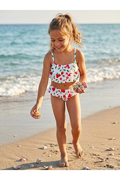 Civil Girls Costum de baie pentru fete 2-12 ani - Ecru 10-11 ani