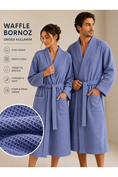 Maisonette Calma %100 Cotton Waffle Bathrobe Unisex 550 Gsm Micro Touch Quali...