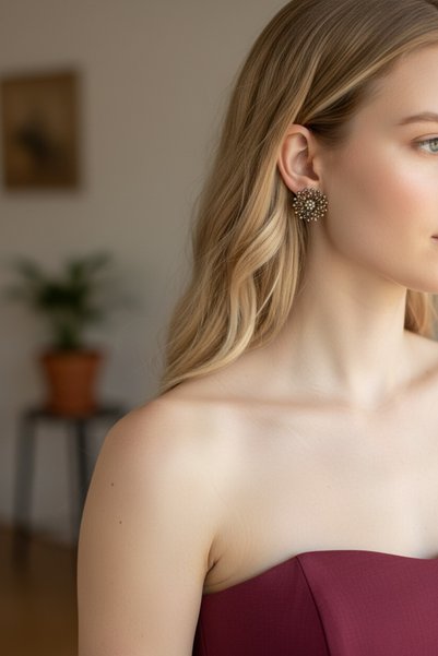 FUYA JEWELLERY İnci Taşlı Işıltı Küpe