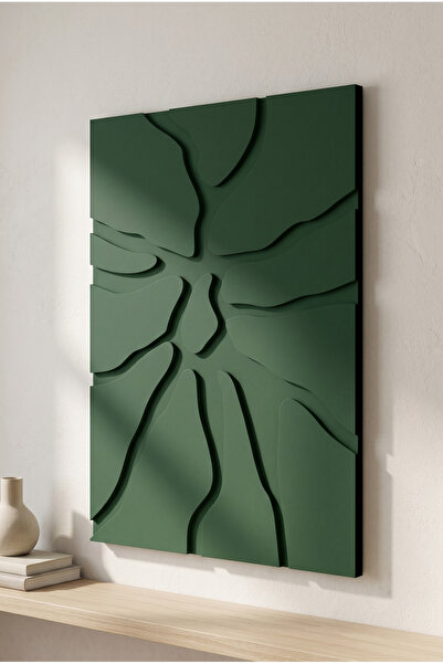 koaka Mint - Modern Amorf Katmanlı Ahşap Duvar Tablosu 50x68 cm