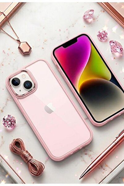halkhouse Apple iPhone 14 Plus Kılıf Buzlu Sert PC Renkli Esnek Silikon Şık M...