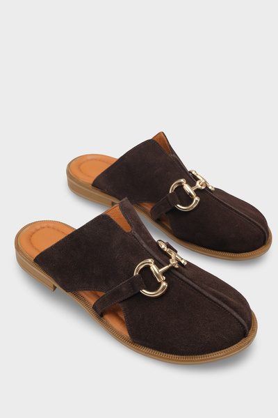 Capone Outfitters شبشب سابو نسائي بكعب مسطح من الجلد الطبيعي من فيفيان